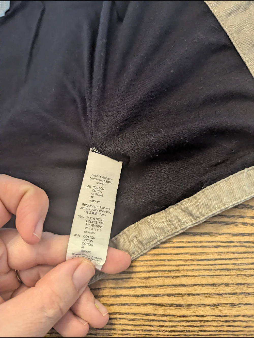 EUC Baby Gap Boys 6-12 month Khaki Beige Utility Jacket Hooded Black Lining